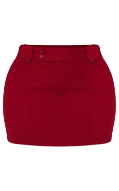 New PrettyLittleThing Shape Woven Micro Mini Skirt Burgundy