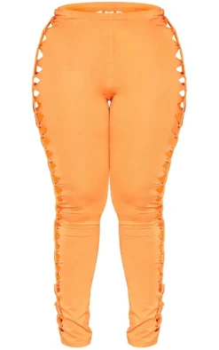 Shape Burnt Orange Cotton Lace Up Side Leggings