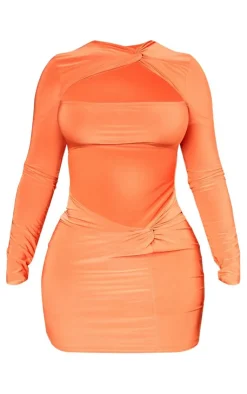 Shape Slinky Knot Detail Cut Out Mini Dress-PrettyLittleThing Online