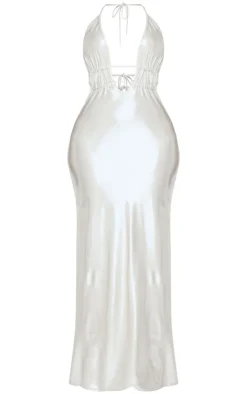 Shape Metallic Wet Look Plunge Front Halter Neck Maxi Dress-PrettyLittleThing Best