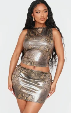 Shape Snake Wet Look Low Rise Mini Skirt-PrettyLittleThing Outlet