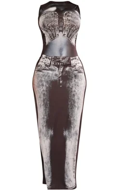 Shape Body Denim Print Sleeveless Maxi Dress-PrettyLittleThing Clearance