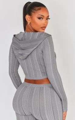PrettyLittleThing Sweaters*Shape Contrast Knit Zip Up Jacket