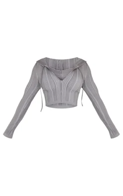 PrettyLittleThing Sweaters*Shape Contrast Knit Zip Up Jacket