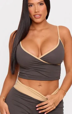 Sale PrettyLittleThing Shape Contrast Vest Top Charcoal