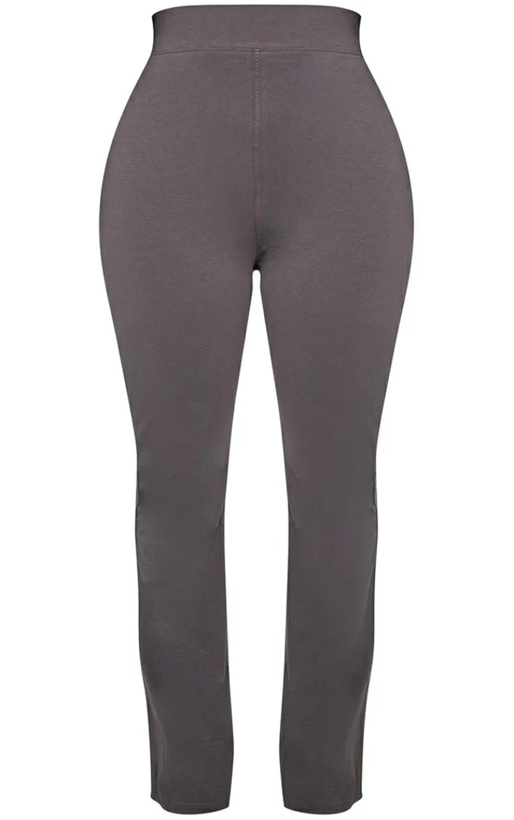 PrettyLittleThing Shape Cotton High Waist Flare Pants Charcoal