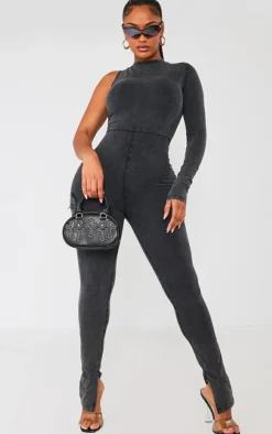 Shape Cotton One Shoulder Zip Detail Jumpsuit-PrettyLittleThing Online
