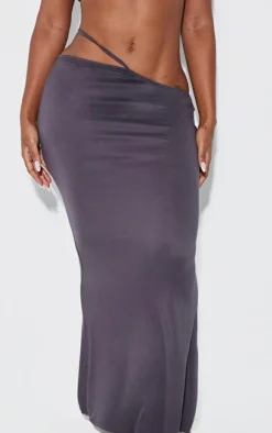 Clearance PrettyLittleThing Shape Cut Out Waist Maxi Skirt Charcoal