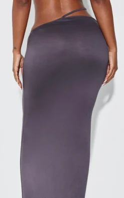 Clearance PrettyLittleThing Shape Cut Out Waist Maxi Skirt Charcoal