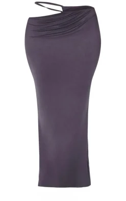 Clearance PrettyLittleThing Shape Cut Out Waist Maxi Skirt Charcoal