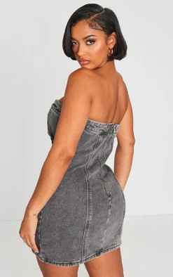 Shape Denim Bandeau Cargo Bodycon Dress-PrettyLittleThing Hot