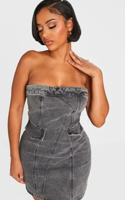 Shape Denim Bandeau Cargo Bodycon Dress-PrettyLittleThing Hot