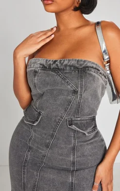 Shape Denim Bandeau Cargo Bodycon Dress-PrettyLittleThing Hot