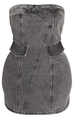 Shape Denim Bandeau Cargo Bodycon Dress-PrettyLittleThing Hot