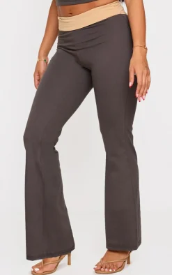 Outlet PrettyLittleThing Shape Fold Over Contrast Pants Charcoal