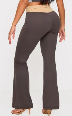 Outlet PrettyLittleThing Shape Fold Over Contrast Pants Charcoal