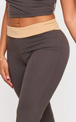 Outlet PrettyLittleThing Shape Fold Over Contrast Pants Charcoal