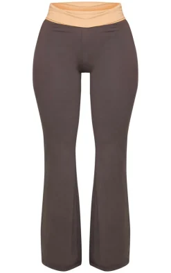 Outlet PrettyLittleThing Shape Fold Over Contrast Pants Charcoal