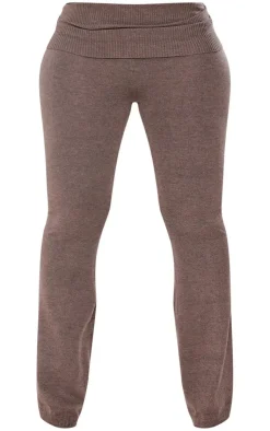 New PrettyLittleThing Shape Knit High Waist Foldover Waist Leggings Charcoal Grey