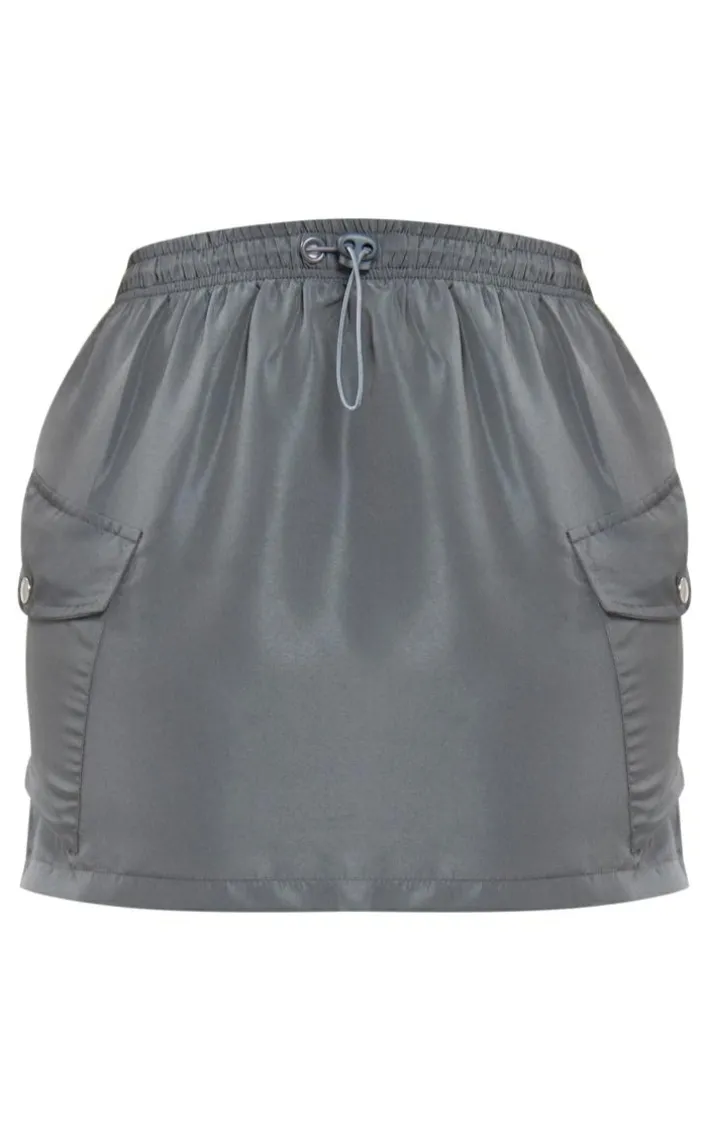 Shape Charcoal Grey Shell Toggle Waist Cargo Mini Skirt