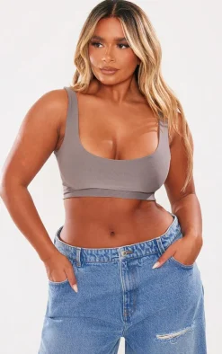 PrettyLittleThing Sleeveless Tops*Shape Slinky Square Neck Crop Top