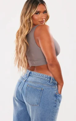 PrettyLittleThing Sleeveless Tops*Shape Slinky Square Neck Crop Top