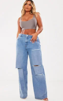 PrettyLittleThing Sleeveless Tops*Shape Slinky Square Neck Crop Top