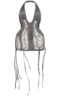 Shape Halterneck Distressed Bodycon Dress-PrettyLittleThing Online