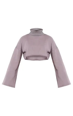 PrettyLittleThing Grey Sweatsuits*Shape High Neck Long Sleeve Sweater