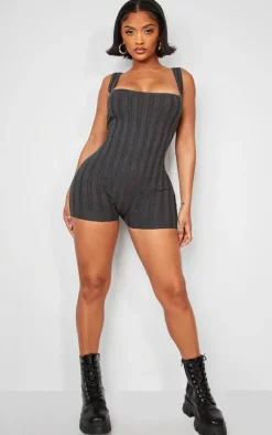 PrettyLittleThing Unitards*Shape Knit Contrast Sleeveless Unitard