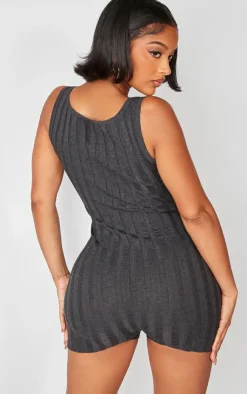 PrettyLittleThing Unitards*Shape Knit Contrast Sleeveless Unitard