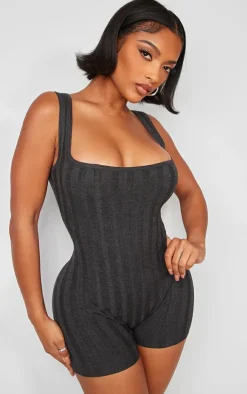 PrettyLittleThing Unitards*Shape Knit Contrast Sleeveless Unitard