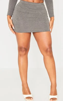 PrettyLittleThing Shape Melange Mini Skirt Charcoal