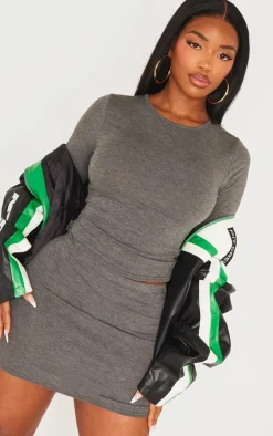 PrettyLittleThing Shape Melange Mini Skirt Charcoal