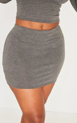 PrettyLittleThing Shape Melange Mini Skirt Charcoal