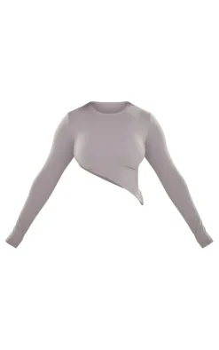 PrettyLittleThing Snatched*Shape Sculpted Long Sleeve Asymmetric Crop Top