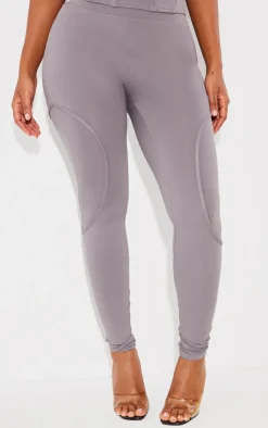 PrettyLittleThing Shape Sculpted Seam Detail Leggings Charcoal