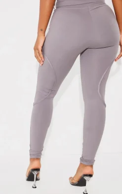 PrettyLittleThing Shape Sculpted Seam Detail Leggings Charcoal