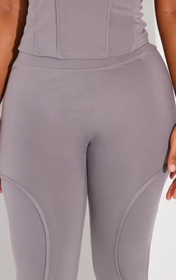 PrettyLittleThing Shape Sculpted Seam Detail Leggings Charcoal