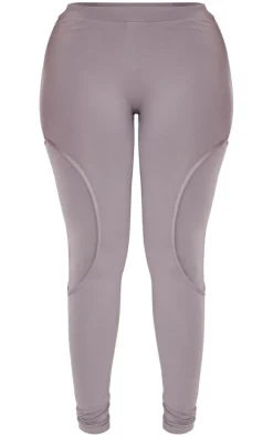 PrettyLittleThing Shape Sculpted Seam Detail Leggings Charcoal