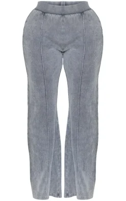 PrettyLittleThing Shape Soft Rib Pocket Bum Flare Pants Charcoal