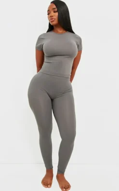 Online PrettyLittleThing Shape Stretch Seamless Leggings Charcoal