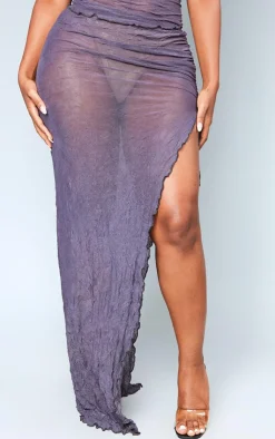 PrettyLittleThing Shape Textured Jersey Maxi Skirt Charcoal