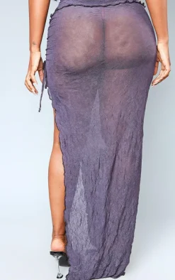 PrettyLittleThing Shape Textured Jersey Maxi Skirt Charcoal
