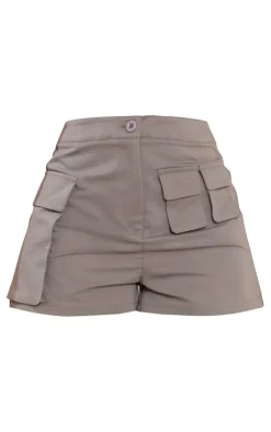 Best PrettyLittleThing Shape Twill Pocket Detail Cargo Shorts Charcoal
