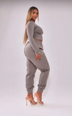 New PrettyLittleThing Shape Underbust Long Sleeve Top Charcoal