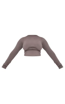 New PrettyLittleThing Shape Underbust Long Sleeve Top Charcoal