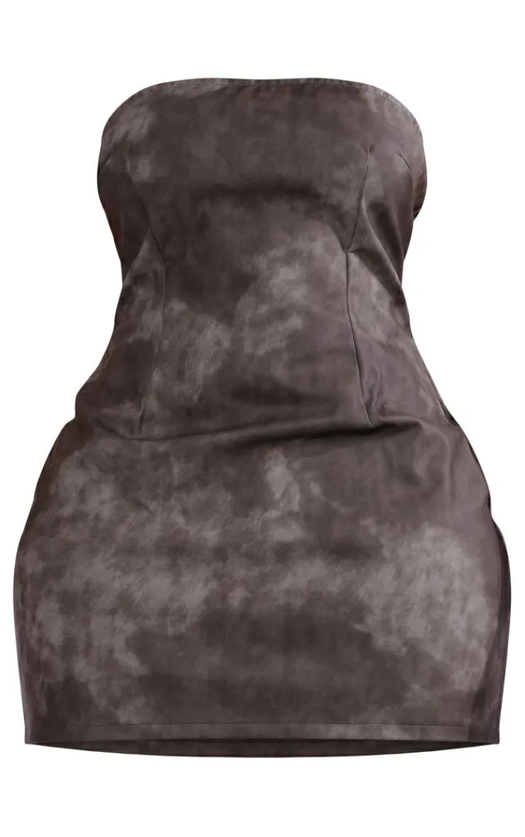 Shape Washed Faux Leather Bodycon Dress-PrettyLittleThing Online