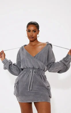 Shape Washed Oversized Hoodie Sweat Dress-PrettyLittleThing Online
