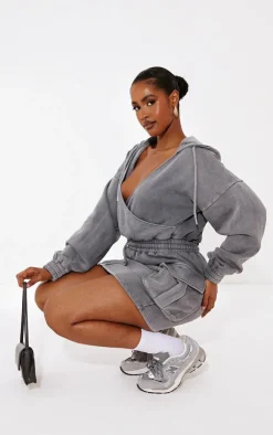 Shape Washed Oversized Hoodie Sweat Dress-PrettyLittleThing Online